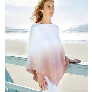 Barefoot Dreams Cozy Chic Ultra Light Ocean Breeze White Pink Ombre Ponc…